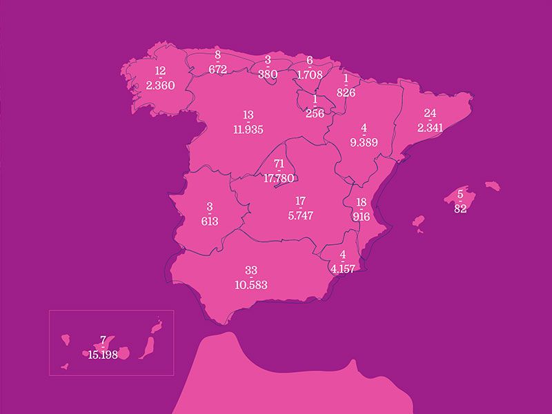 Mapa de los centros de atención a inmigrantes, refugiados y prófugos