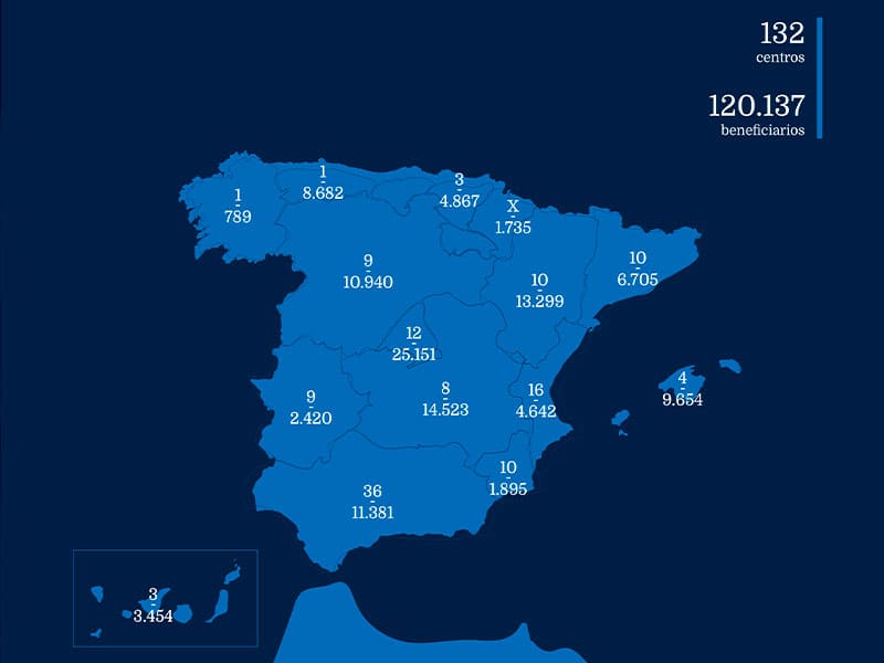 Mapa de los centros de atención a inmigrantes, refugiados y prófugos