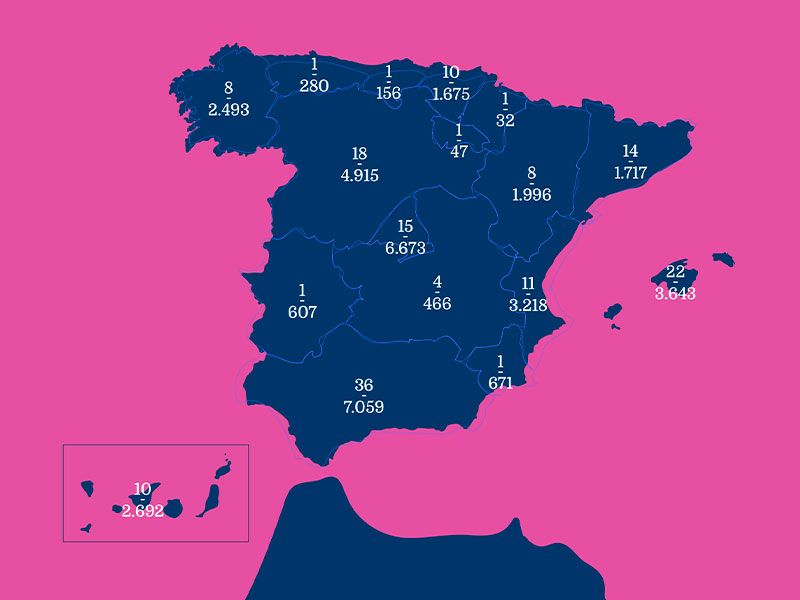 Mapa de los centros de atención a inmigrantes, refugiados y prófugos